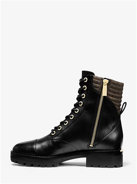 michael kors bastian leather combat boot|Michael Kors kara bootie.